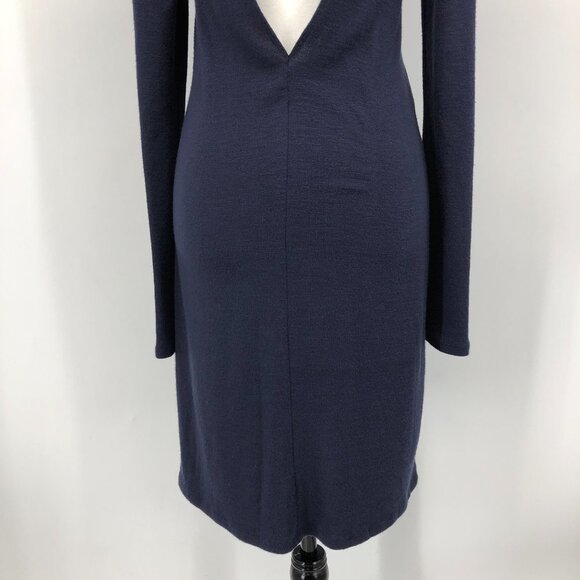 Aritzia Wilfred Free  Navy Blue Moulton Turtleneck sweater dress Open V-Back SP - Picture 13 of 15